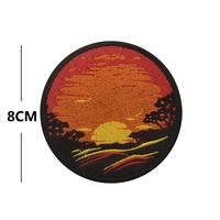 Badge brodé sur le thème du voyage Camping HAPPY SURFER, paysage de coucher de soleil, patch appareil photo, tissu tissé en polyester et coton pour bagages