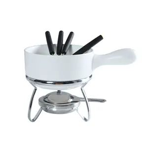 Calentador de mantequilla con logotipo personalizado para el hogar, juego de fondue de chocolate, queso, cerámica, con tenedor