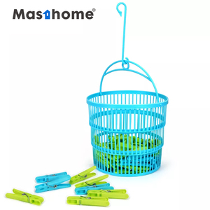 Garde-robe télescopique en plastique, 50 pièces, nouveau Style, pour la maison, épingles à linge dans panier - Product Image 3