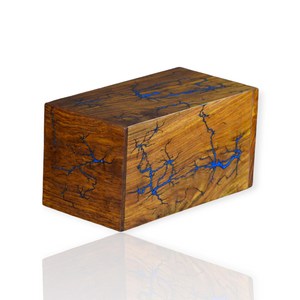 Compre una urna decorativa moderna de madera maciza con resina azul, urna conmemorativa de madera hecha a mano para uso funerario. - Product Image 4