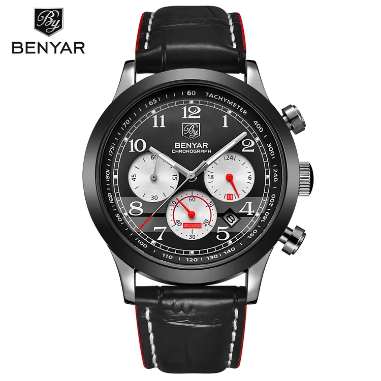 BENYAR 5107 Professional manufacturer alloy analog Display sports quartz watch for men digital waterproof