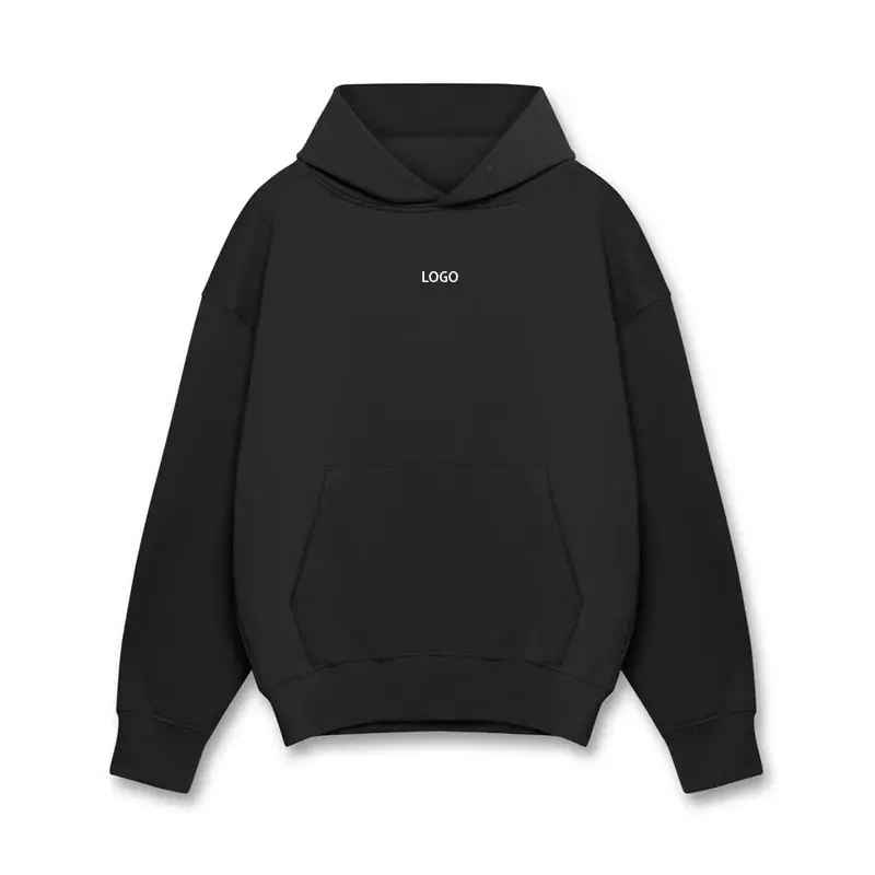 OEM Sweat à capuche personnalisé solide 100% coton unisexe en éponge française pull-over à épaules tombantes grande taille pour hommes avec capuche