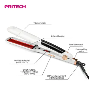 Pritech Dual Voltage Controle Temp Professionele Salon Titanium Flat Iron Stoom Infrarood Stijltangen Voor Haar