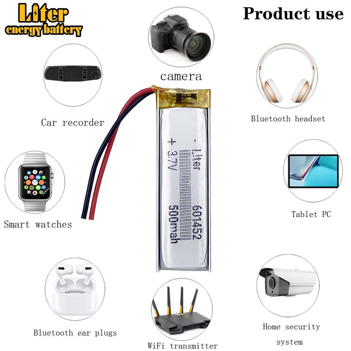 Li Polymer 601452 3.7V 500mah lipo充電式リチウムポリマー