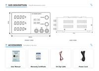 Catu Daya DC 300W 0-30V 10A Mini Programmable Triple Display CV CC USB Type C MODBUS Output Tunggal Casing Logam untuk Perbaikan Laboratorium
