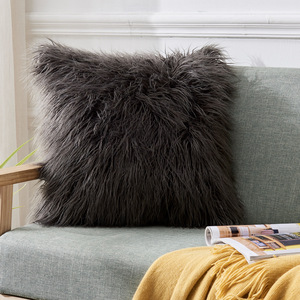 Faux Fur <b>Throw</b> Pillow Square Solid Color Plush Cushion Cover For Living Room Sofa Bedroom Decor - Product Image 4
