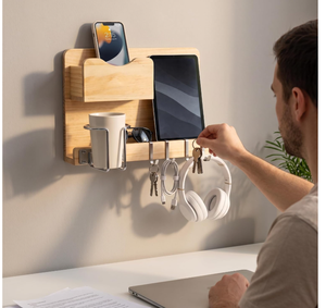 Étagère murale en bois personnalisée pour chevet, étagères flottantes pour lits superposés adolescents (filles et garçons) avec porte-gobelet flexible, organisateur d'accessoires de chambre - Product Image 5