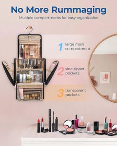Borsa <span class=keywords><strong>da</strong></span> donna appesa per trucco custodia cosmetica portatile grande capacità <span class=keywords><strong>Organizer</strong></span> <span class=keywords><strong>da</strong></span> viaggio per cosmetici e articoli <span class=keywords><strong>da</strong></span> toeletta di dimensioni standard - Product Image 2