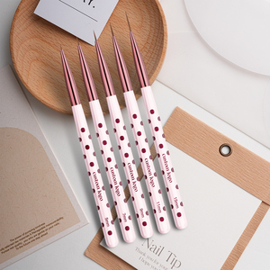 5Pcs High Quality Custom Logo <strong>Wood</strong> Handle UV Gel Liner <strong>Brush</strong> <strong>Nail</strong> Art Detail <strong>Brushes</strong> Private Label <strong>Nail</strong> Art <strong>Brush</strong> Liner Set - Product Image 2