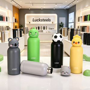 350ml 500ml Cute Cartoon Animal Silicone Lid Stainless Steel Eco-Friendly Double Wall Vacuum Insulated Kids <b>Bottle</b> 12-24 Hours - Product Image 1