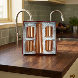 Latest Arrival 100% Real Copper Water Bottle For Household Office Drinking Use Dishwasher Safe Reusable Copper Bottle With Glass - Product Image 1