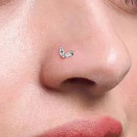 Gros Zesenlin personnalisé goujons de nez en forme de L abeille fleur coeur Zircon goujon de nez en acier inoxydable