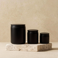 Vente en gros de pots en verre noir mat personnalisables de 2 oz, 4 oz, 8 oz avec couvercle noir pour cosmétiques
