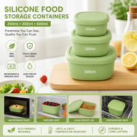 Nouveaux contenants de stockage alimentaire en silicone 100% sans BPA avec couvercles, boîte à lunch en silicone réutilisable, étanche, empilable et pliable