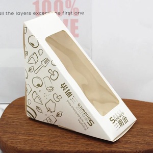 Caja Triangular para Empacar Sándwiches, Papel Artístico con Ventana, Cartón de Grado Alimenticio con Revestimiento Plástico para Empacar Productos de Panadería y Bocadillos - Product Image 2