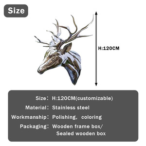 ประติมากรรมตกแต่งผนังรูปหัวกวางสแตนเลสสตีลทันสมัยแบบกำหนดเองได้ - Product Image 3
