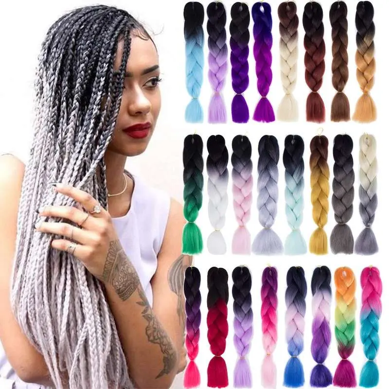 Hot colorful human popular expression braiding Ombre Dreadlocks synthetic wavy jumbo braid extensions women hair