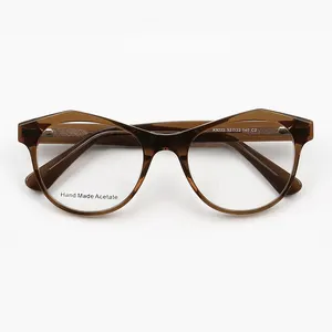 High Quality Transparent Brown Vintage Colors Glossy Acetate Spectacle Eyeglasses Frames