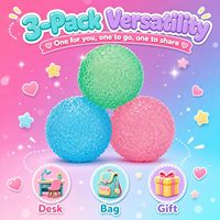 Lot de 3 grandes balles anti-stress texturées ondulées faites à la main, jouets sensoriels Mochi Squishy en cristal, modelables, en gelée de sucre et de maltose, personnalisables