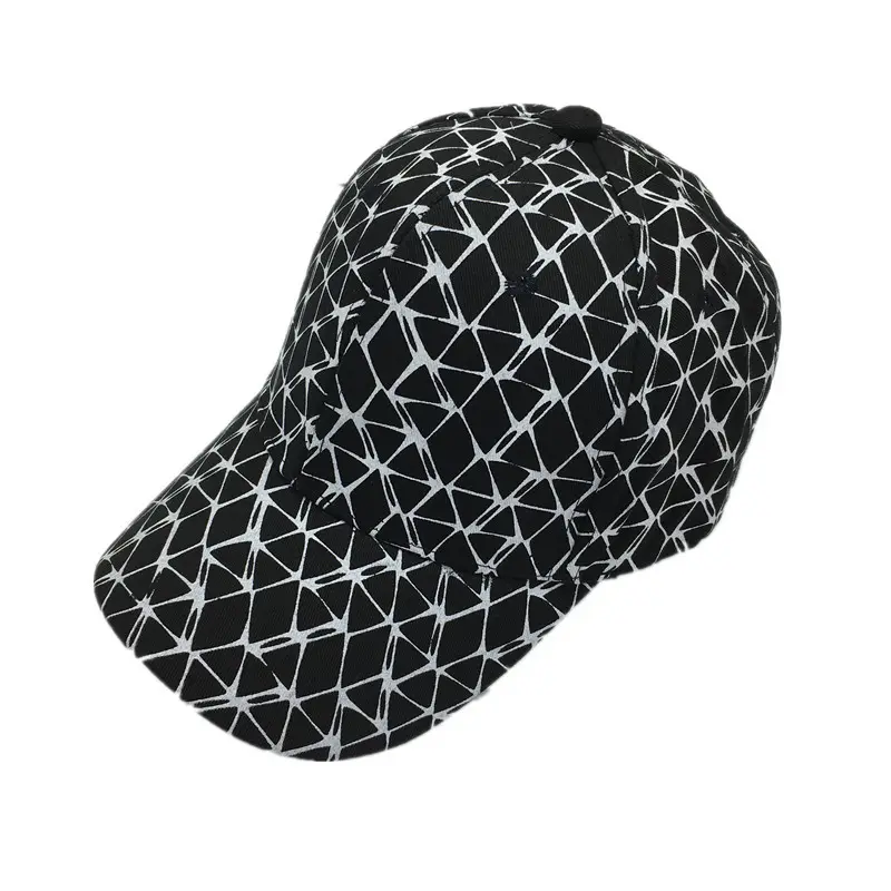 Wholesale Black And White Cotton Checked Gingham Print Outdoor Adjustable Baseball Cap Hat For Men Women