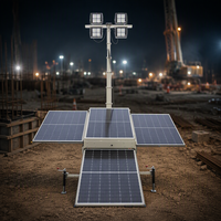 Tour d'éclairage mobile solaire de type remorque avec 4 panneaux solaires de 400W pour l'éclairage extérieur de chantier