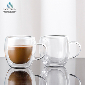 ชุดถ้วยกาแฟฉนวนใส2ชั้นพร้อมหูจับสำหรับชาคาปูชิโน่บ้านและสำนักงาน - Product Image 2