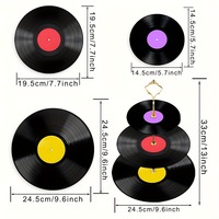 Nueva bandeja de registro Retro de simulación de vinilo de tres capas de madera para sala de estar, hogar, piezas de decoración redondas festivas