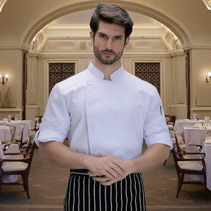 Uniforme de Cocina Unisex, Ropa de Trabajo de Chef de Manga Corta, Estilo Casual de Sarga, para Otoño e Invierno, para Hotel y <span class=keywords><strong>Restaurante</strong></span> - Product Image 4