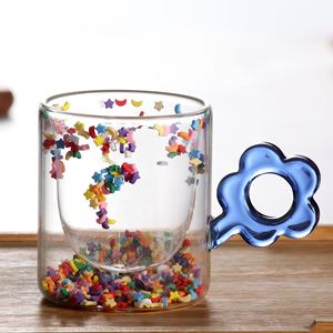 Vaso de Vidrio Transparente con Asa de Flor, Doble Capa, para Leche, con Diseño de Estrellas y <span class=keywords><strong>Luna</strong></span>, Estilo Líquido de <span class=keywords><strong>Arena</strong></span>, Vaso para Bebidas - Product Image 6