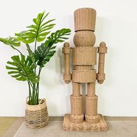 Figuras de Soldados Cascanueces Navideños Hechas a Mano con Ratán Ecológico, Acabado Natural Animado Clásico para Interiores/Exteriores