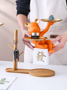 Luxury Key Storage Tray and Violent Bear Ornament <b>Resin</b> Crafts for TV Cabinet Desktop Entrance Housewarming New Home Gifts - Product Image 4