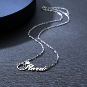 Benutzer definierte Typenschild Krone gewählt Halskette Trendy Edelstahl plattiert Link Hochzeiten Engagements Partys Jubiläen - Product Image 4