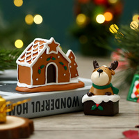 Décorations de Noël Mignonnes Artisanales en Résine, Ornements de Bureau Père Noël et Élan, Fabriquées en Chine, Style Sans Motif, Noël