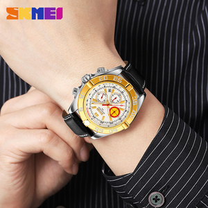 Montre à quartz de mode sans usine fabricant de logo personnalisé montre-bracelet en cuir pour hommes montre OEM & ODM SKMEI 9322 - Product Image 4