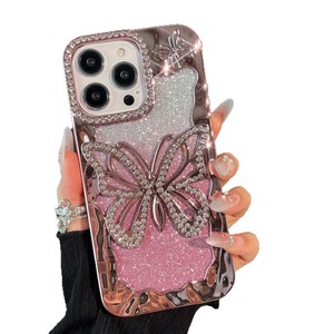 เคสโทรศัพท์ iPhone 17promax แฟชั่นหรูหรา iPhone15 ชุบเคลือบด้วยกลิตเตอร์เพชรรูปผีเสื้อ 14 กลิตเตอร์สีชมพู 13 - Product Image 5
