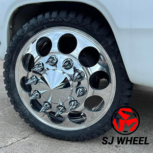 <span class=keywords><strong>Jantes</strong></span> en aluminium poli SJ Custom Dually Cabral avec enjoliveurs à pointes, 15, 16, 17 pouces, 6x139.7, 8x165.1 pour Ram Silverado - Product Image 1