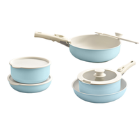 Ensemble de casseroles en aluminium antiadhésif avec poignée amovible, casseroles et poêles empilables, universel pour cuisinière à gaz et four à induction