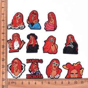 Nouvelles breloques de chaussures en PVC Karol G au design tendance, boucles de chaussures Karol G, accessoires de décoration pour chaussures rouges et roses, breloques pour filles, cadeau pour filles - Product Image 4