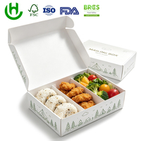 Boîte repas familiale Hongchang personnalisée en carton ondulé de qualité alimentaire à 6 compartiments pour hamburgers, poulet frit et frites