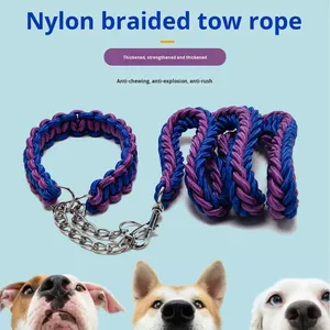 क्रॉस-बॉर्डर थोक ब्रेवे बुने हुए कुत्ते पट्टा विरोधी आठ स्ट्रैंड नायलॉन अनुकूलन योग्य मल्टीकोर पालतू - Product Image 4
