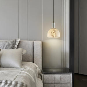 Luminaire suspendu moderne tout en cuivre, design pastoral, motif marbre haut de gamme pour chambre à coucher, salon, lustre mural créatif - Product Image 3