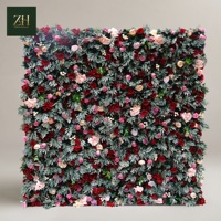 Luxueuze bordeauxrode & witte zijden kunstbloemenwand, gemengd bloemig paneel voor decoratie van banketten en evenementen