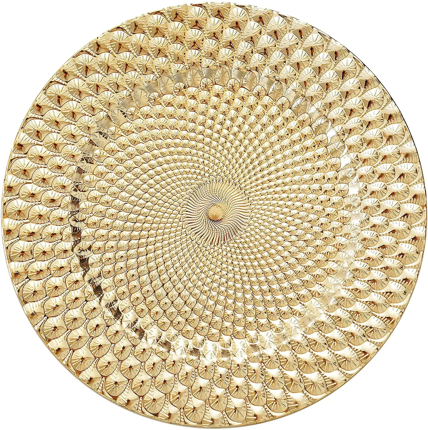 Tabletex Antique Gold Charger Plates with Embossed Rim, Plastic Large Plate Chargers for Dinner Plates