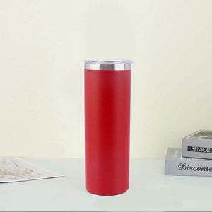 Sublimation Skinny Tumbler White Straight 20oz Stainless Steel Blank with Lid <b>Straw</b> <b>Metal</b> - Product Image 2