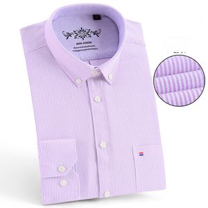 Vendita diretta camicie <span class=keywords><strong>Oxford</strong></span> a righe Casual a maniche lunghe <span class=keywords><strong>Slim</strong></span> <span class=keywords><strong>Fit</strong></span> da uomo - Product Image 4