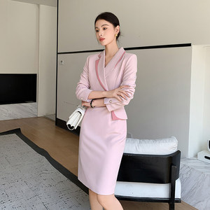 Vestido Profesional Rosa, Traje de Falda con Temperamento Femenino, Vestido de Anfitriona, Uniforme para Recepción de Salón de Belleza, Estética Médica - Product Image 2
