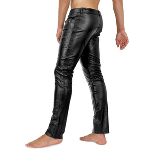 Pantalones de cuero clásicos para hombre, duraderos, cómodos, con un estilo elegante, hechos de cuero genuino suave, para uso en exteriores. - Product Image 6