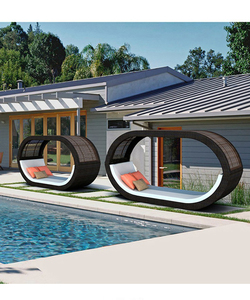 Lit de jour extérieur avec baldaquin étanche en rotin moderne <span class=keywords><strong>salon</strong></span> piscine Villa Garden Resort personnaliser remise en gros expédition rapide - Product Image 2