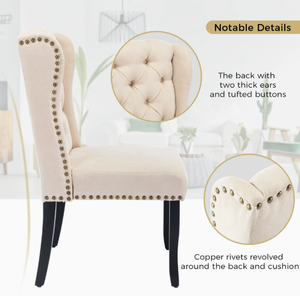 Groothandel Scandinavische linnen eetkamerstoel met bekleding, traditionele capitonné eetkamerstoel met <span class=keywords><strong>wingback</strong></span> rugleuning - Product Image 4