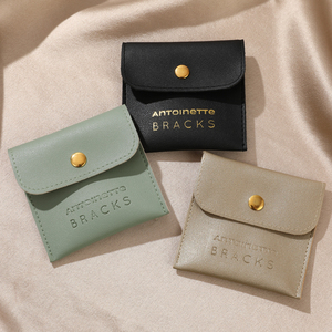 Custom Logo Square PU Leather Jewelry <b>Storage</b> Bag Suede Jewelry Packaging for <b>Rings</b> Earrings Bracelets Travel Pouches - Product Image 6